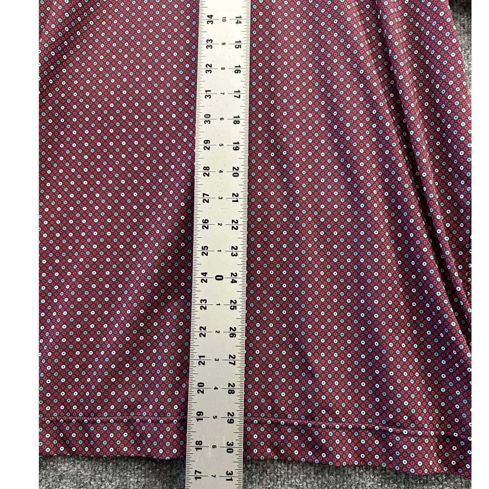 FootJoy Mens Golf Polo Shirt Medium Maroon Blue Geometric Print Short Sleeve FJ